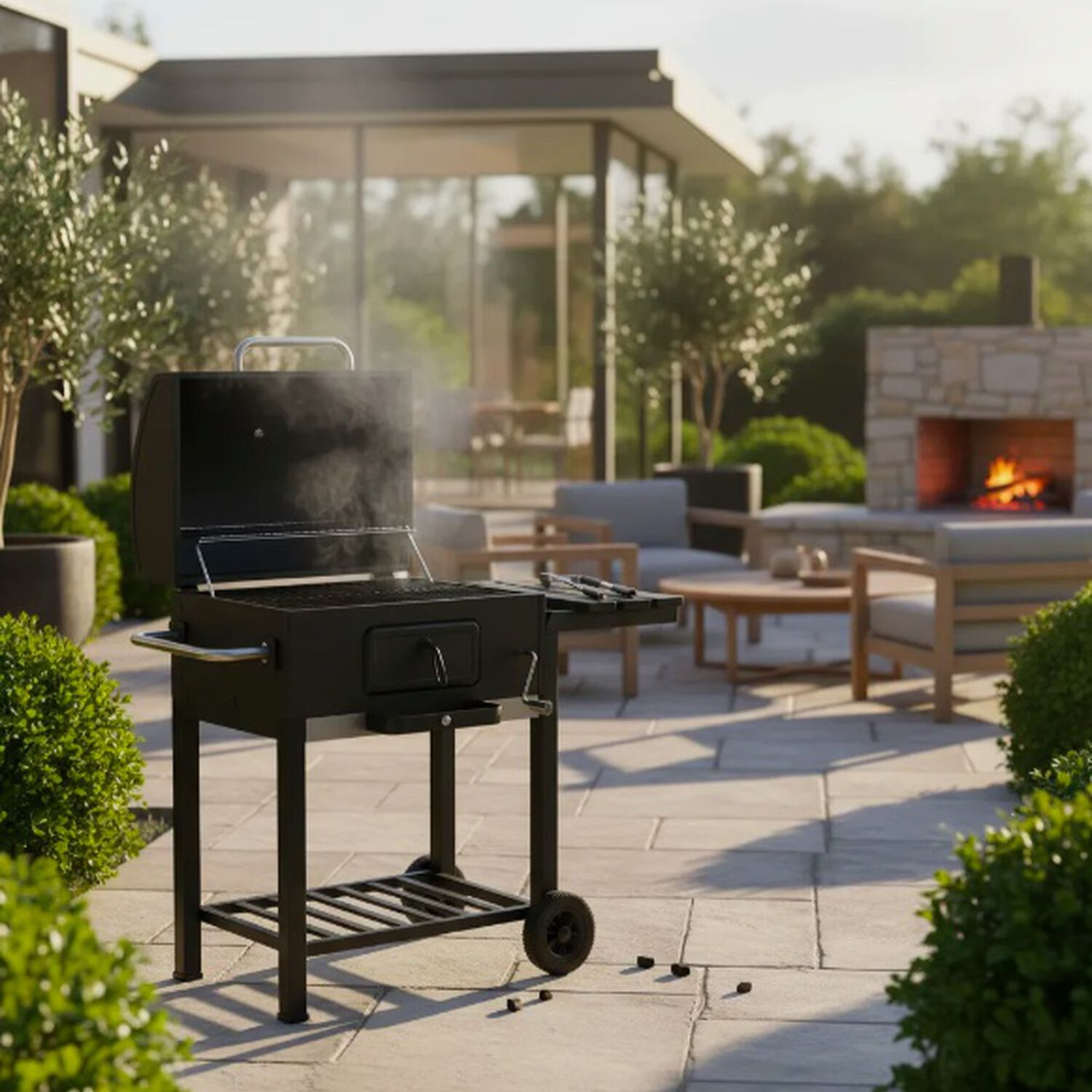 Asador De Carbon 24 Heavy Portatil Negro image number 3.0