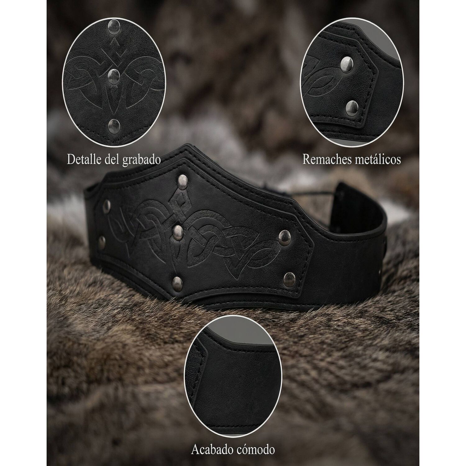 Tiara Vikinga Medieval Celtas En Relieve Ajustable image number 13.0