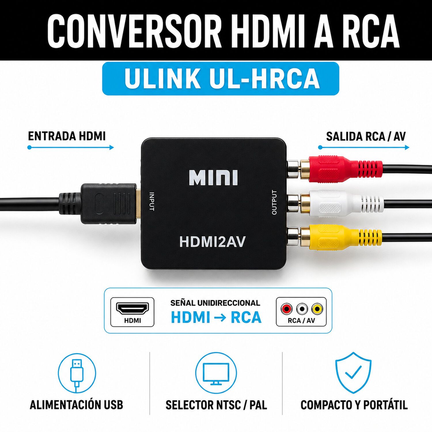 Conversor De Entrada Hdmi A Salida Rca Full Hd Ulink Ul-hrca image number 6.0