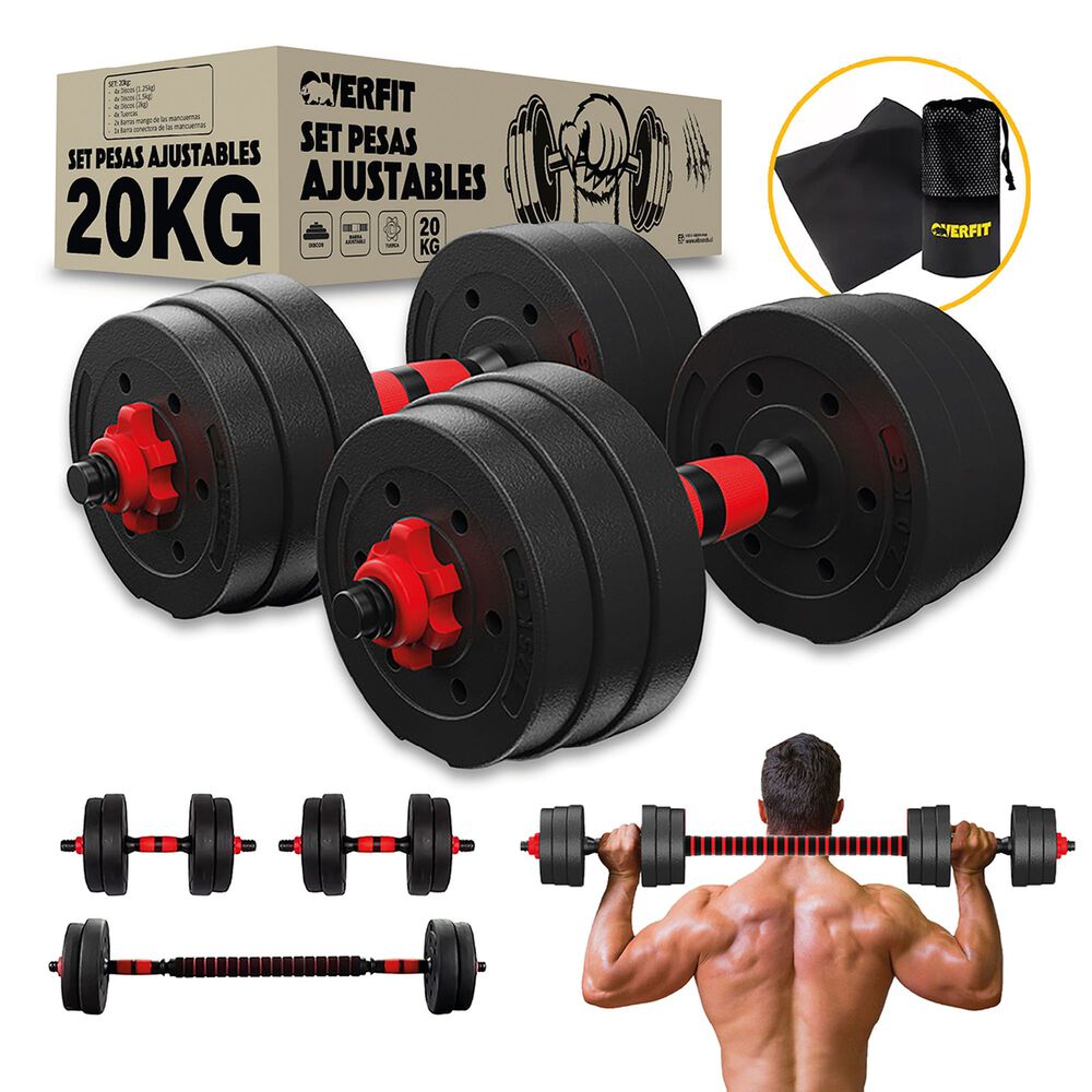 Set Mancuernas Y Barra Unibles 20kg Fitness Pesas Ajustables image number 0.0