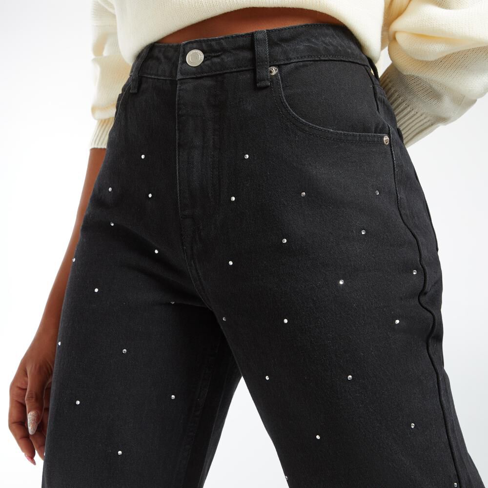 Jeans Moda Con Brillos Tiro Alto Wide Leg Mujer Rolly Go image number 4.0
