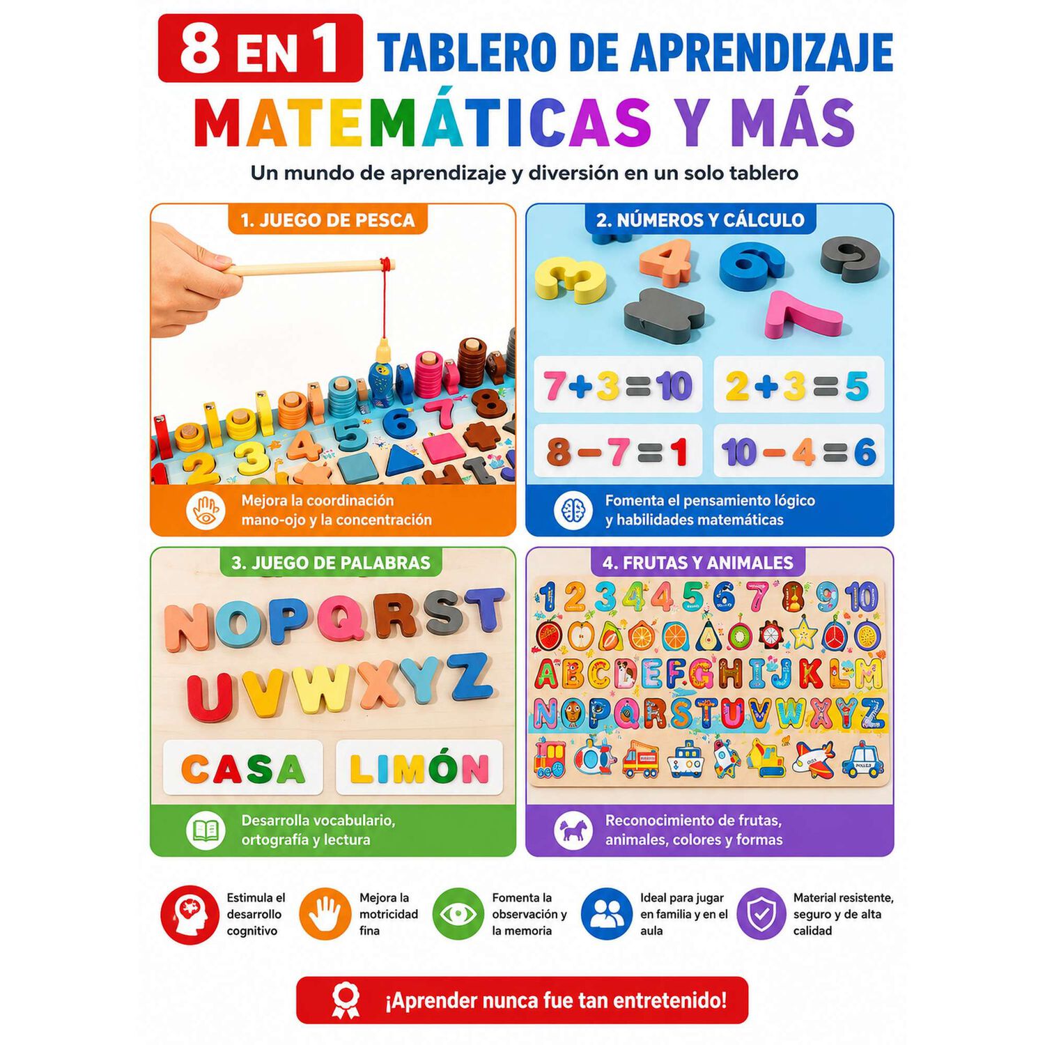 Juego Educativo Montessori Tablero Did&aacute;ctico De Figuras image number 3.0