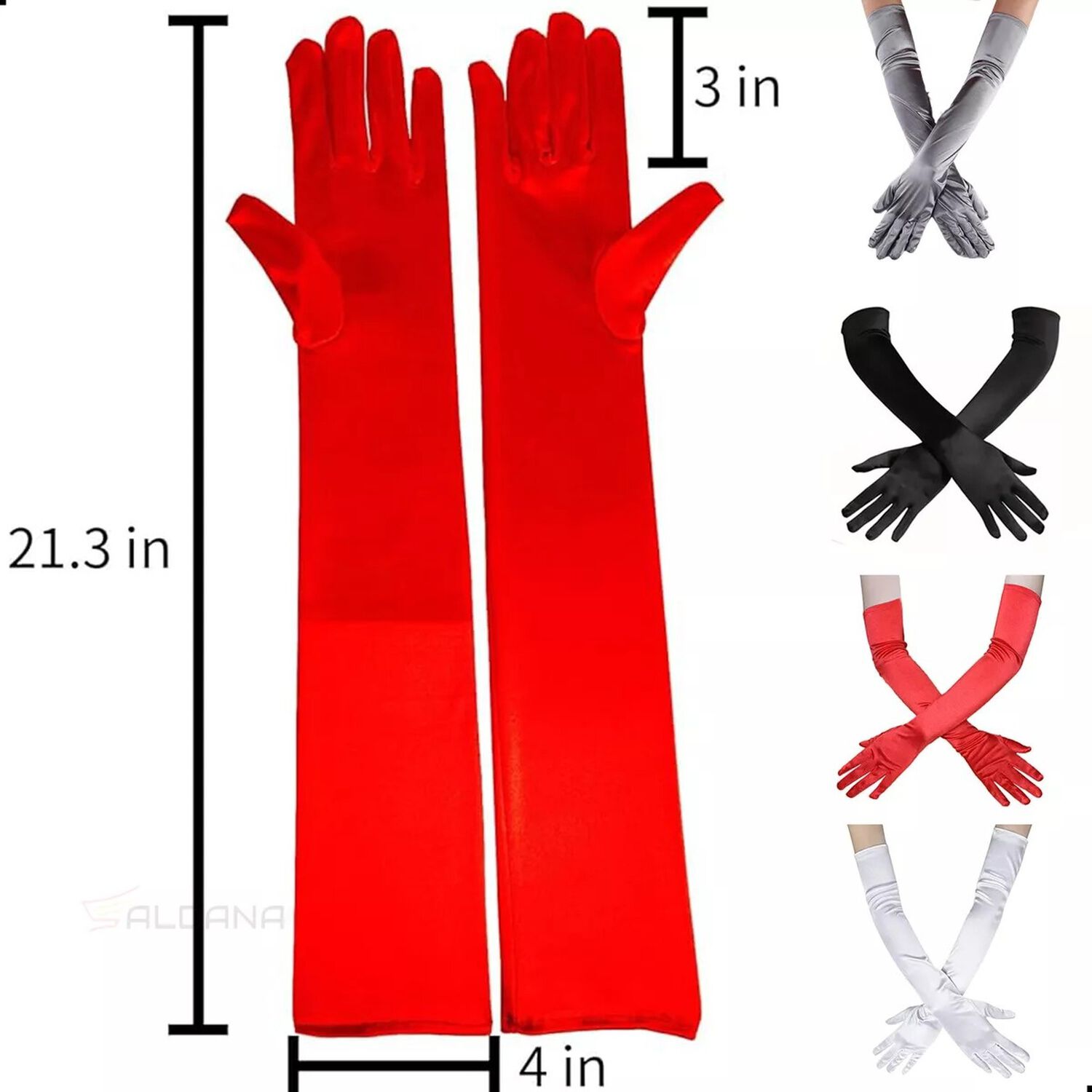 Guantes Largos Elegantes Dama Elegante De Satin image number 5.0