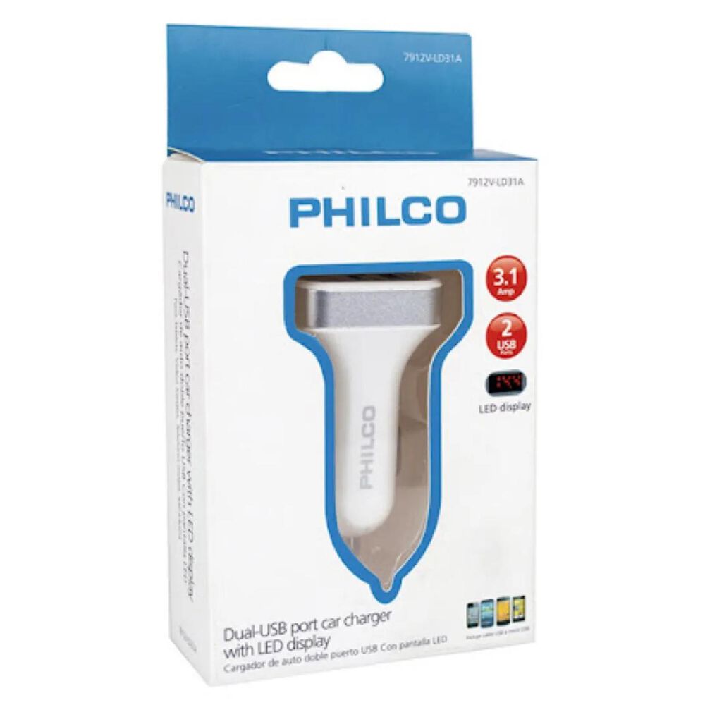 Cargador Para Automovil Doble Usb Carga Rapida Led Blanco image number 2.0