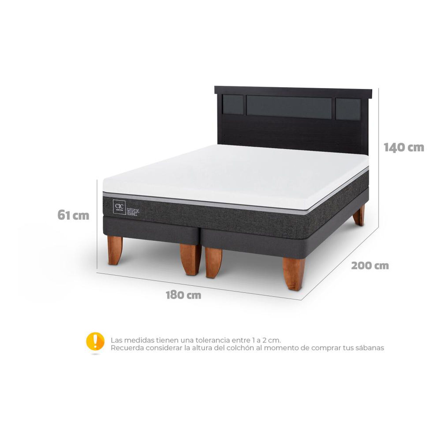 Cama Europea Cic Ortopedic Advance / King / Base Dividida + Respaldo image number 5.0