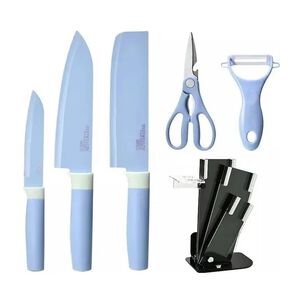 Set De Cuchillos Cocina De Colores 6piezas Pedestal Pelador