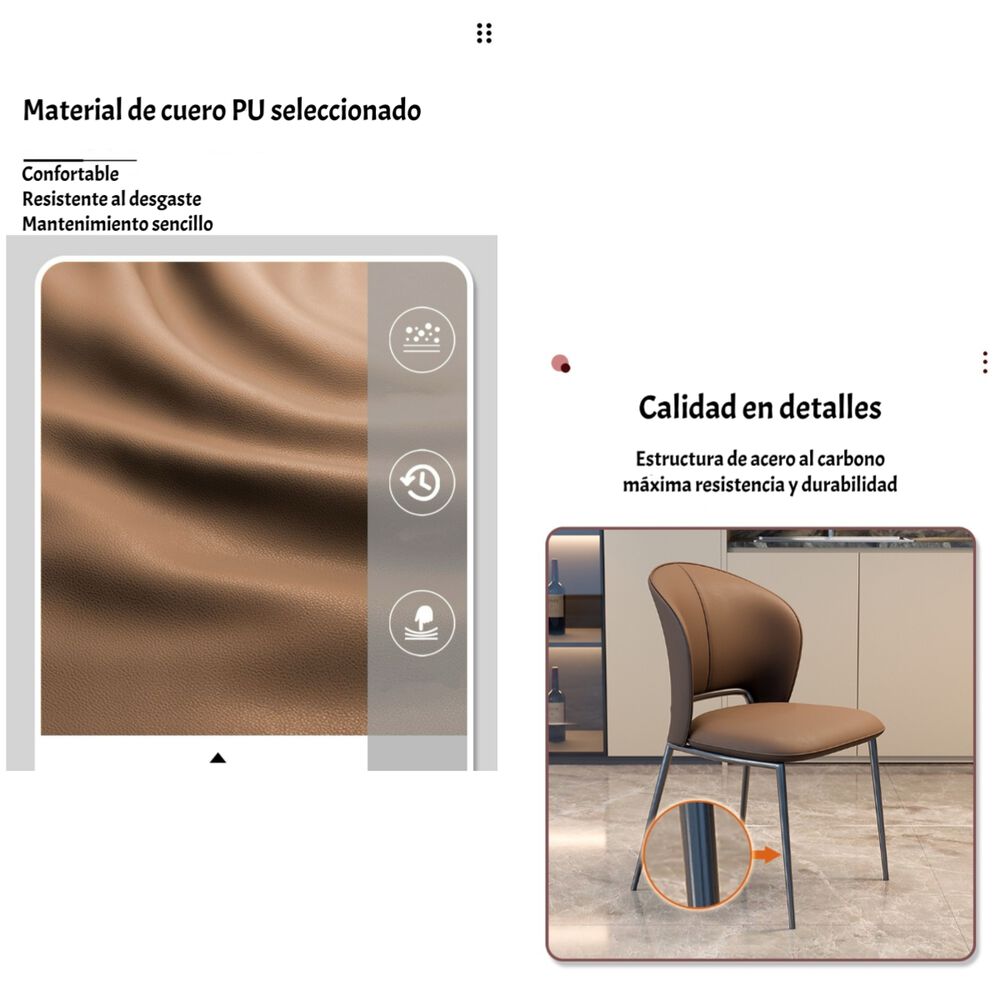 Pack 4 Sillas De Comedor Premium Ecocuero Deli Blancas image number 7.0