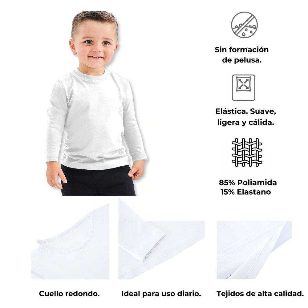 Pack 6 Camisetas Poleras Polar De Niño Manga Larga Primera Capa image number 4.0