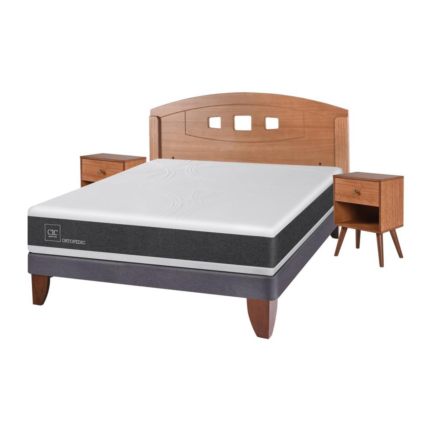Cama Europea Cic Ortopedic / 2 Plazas / Base Normal  + Set De Maderas image number 1.0