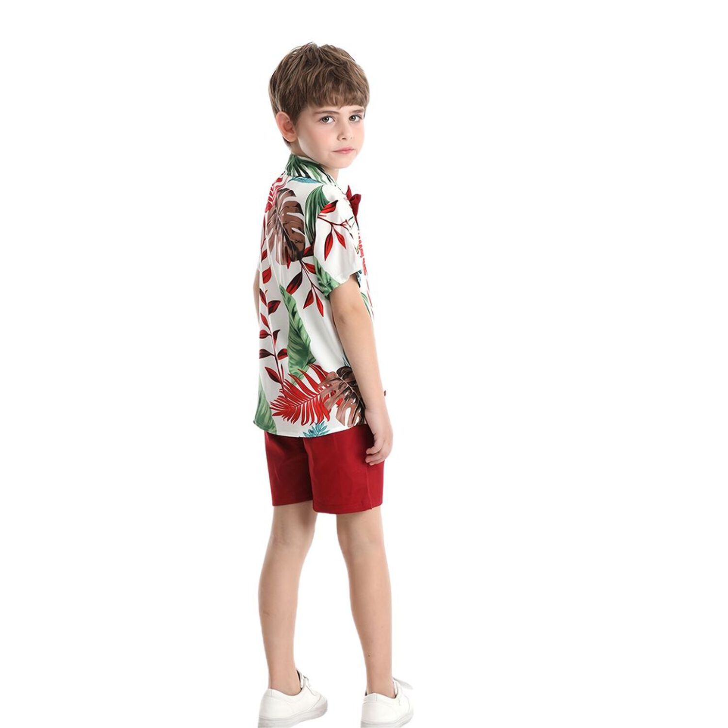 Conjunto De Vestir Hawaiano Manga Corta Ni&ntilde;o 1 A 5 A&ntilde;os Rojo Hawaiano image number 7.0