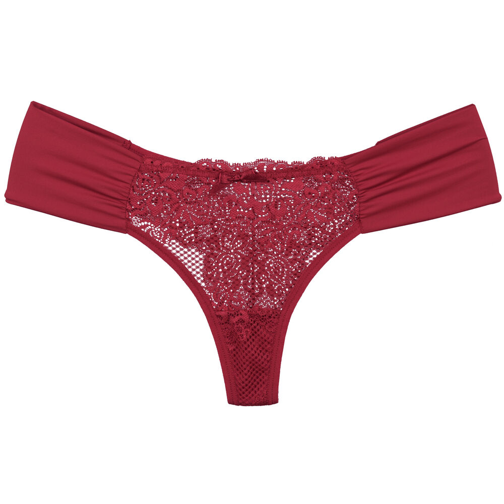 Colaless Lateral Drapeada Y Encaje Rojo 2rios image number 2.0