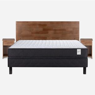 Cama Europea Rosen Wave / 2 Plazas / Base Normal + Set De Maderas Tabor Caramelo