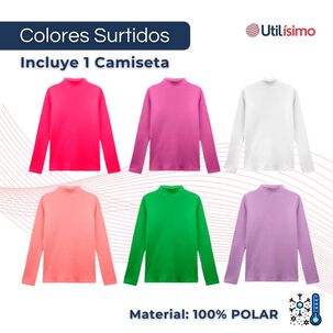 Camiseta Polera Polar Cuello Alto Ni&ntilde;a Primera Capa