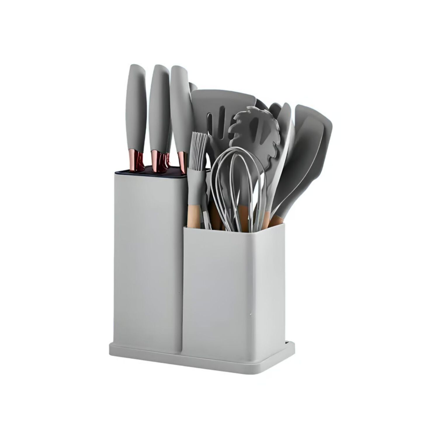 Set 19 Utensilios Cocina Silicona Acero Inoxidable Gris image number 1.0