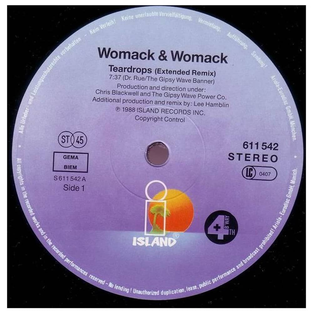 Womack & Womack - Teardrops | 12" Maxi Single Usado image number 2.0