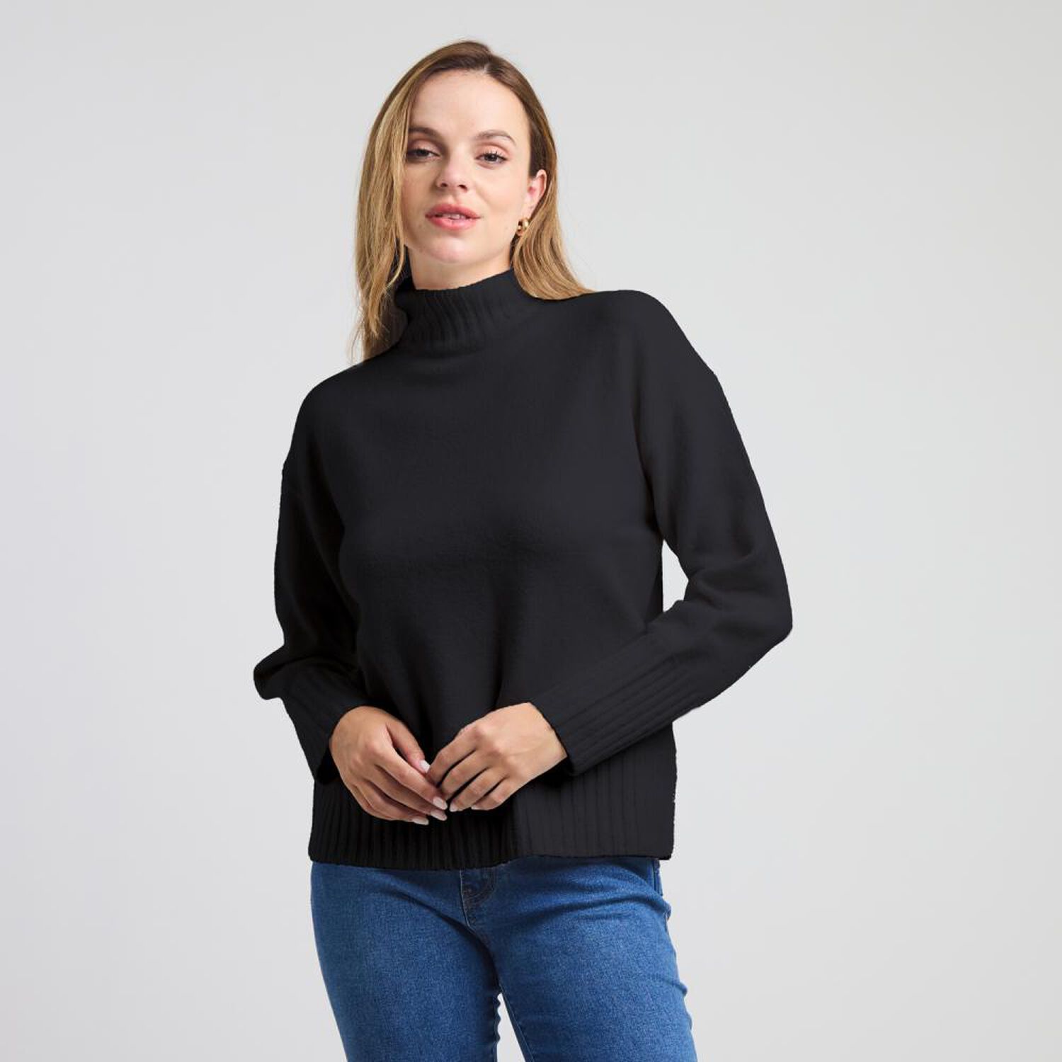 Sweater Regular Manga Larga Cuello Alto Mujer Kimera image number 0.0