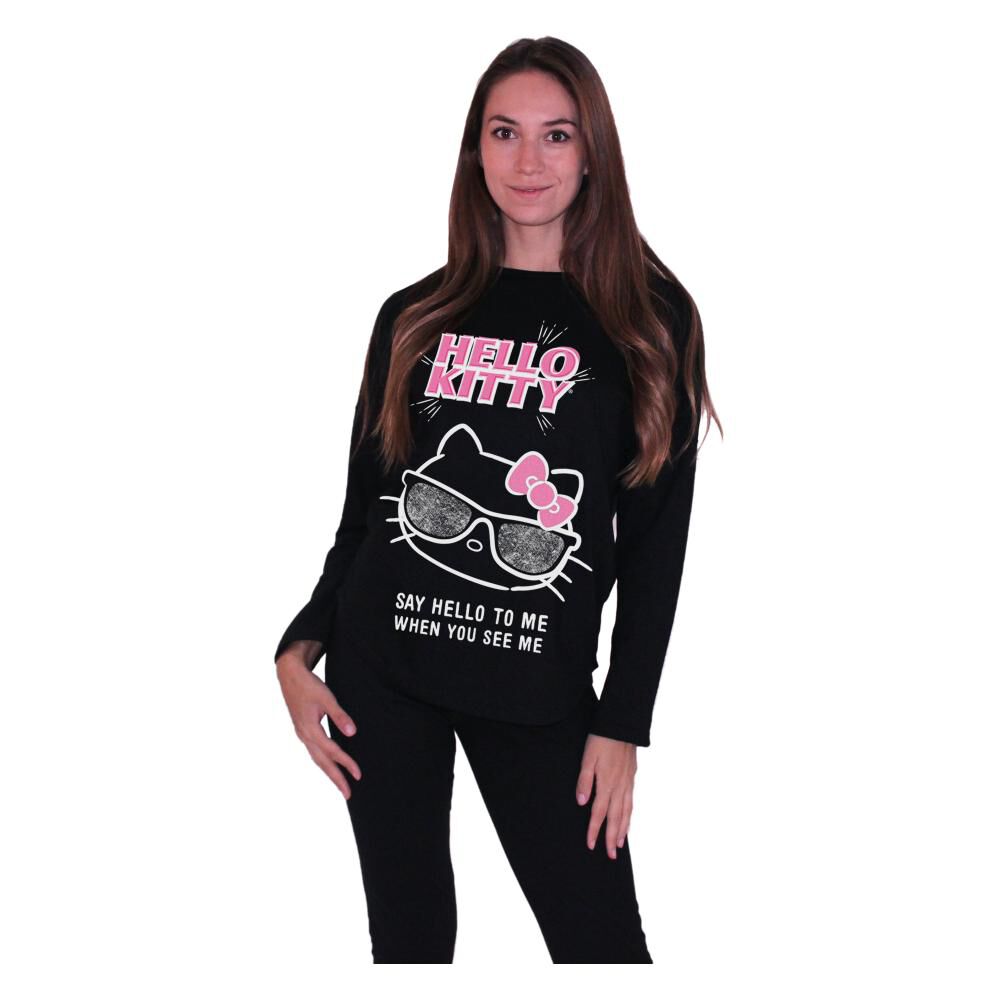 Pijama Algod&oacute;n Estampado Manga Larga Mujer Hello Kitty image number 1.0