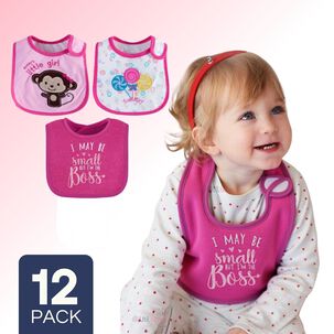 Pack 12 Baberos Impermeables Regulables Para Bebés Jump Kids Niña