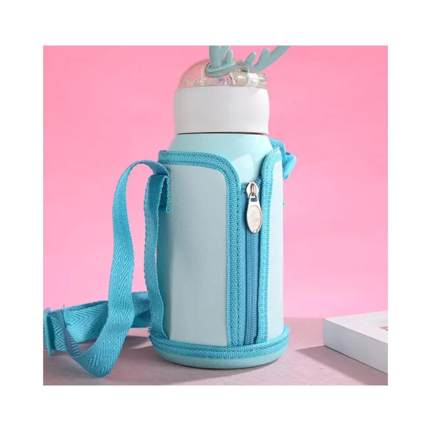 Botella De Agua Portatil 500ml Dino Kawaii Azul Infantil image number 2.0