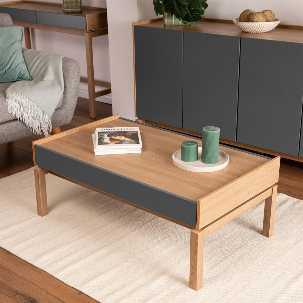 Mesa De Centro Barcelona 1 Caj&oacute;n Grafito-roble image number 9.0