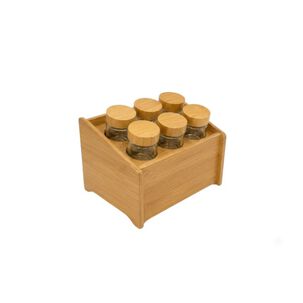 Especiero Organizador Madera Bamb&uacute; 6 Frascos Cocina