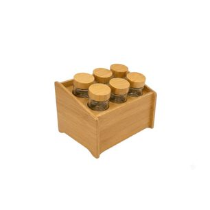 Especiero Organizador Madera Bamb&uacute; 6 Frascos Cocina