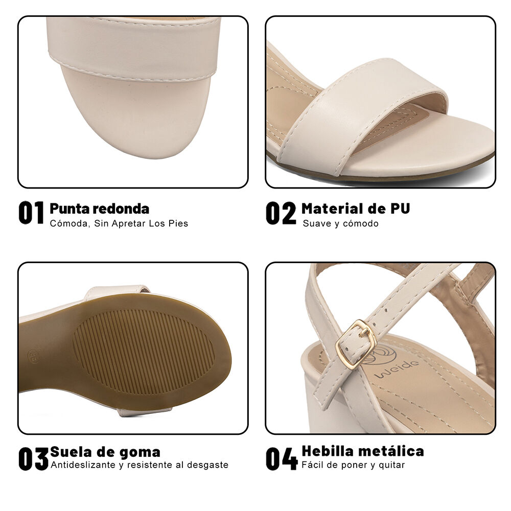 Sandalia Taco Grueso Casual Elegante Mujer Weide Js71b image number 8.0
