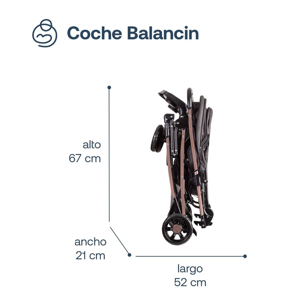 Coche Cuna Balancin Sx Negro Dorado Bebesit image number 11.0
