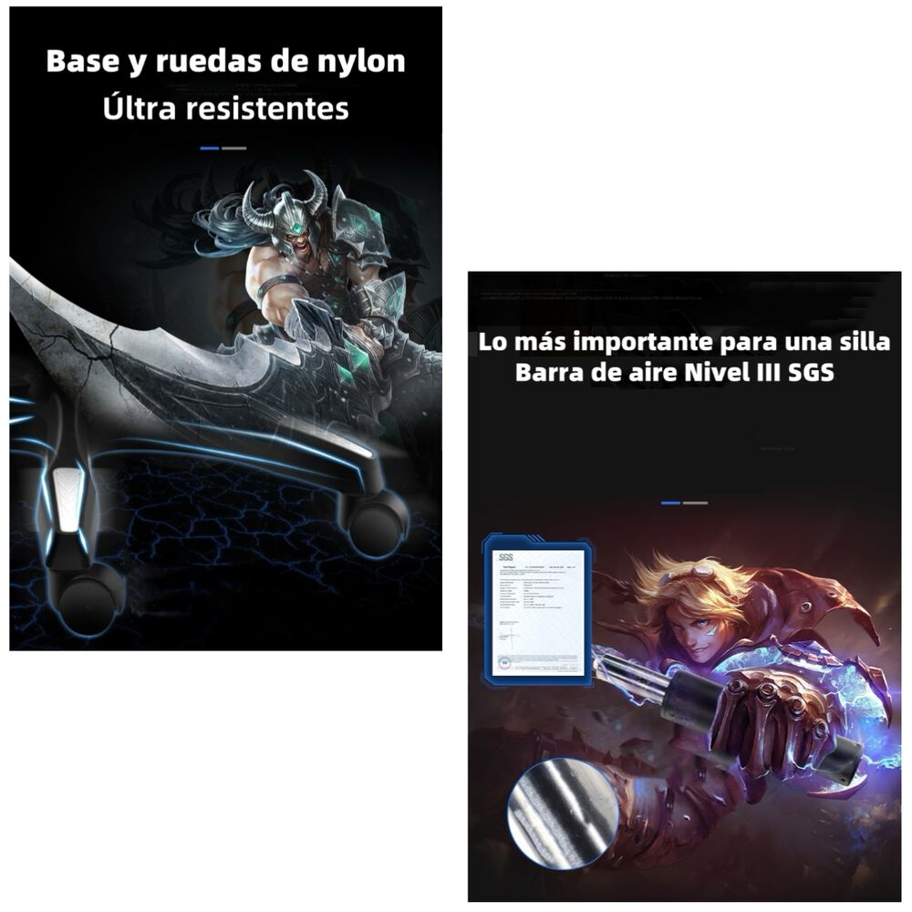 Silla Gamer Reclinable Con Reposa Pies Blanca Lubabycas image number 1.0