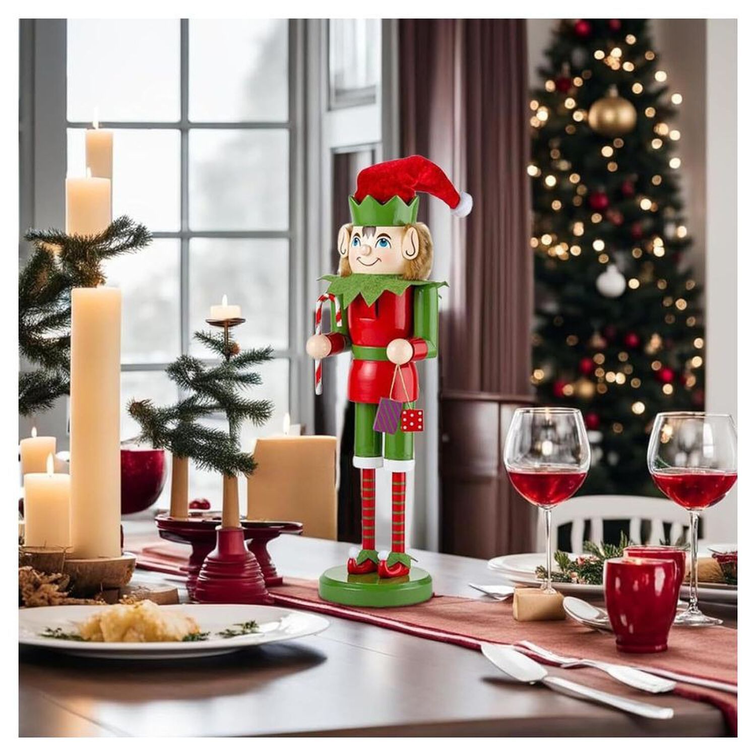 Cascanueces Navide&ntilde;o De Madera Dise&ntilde;o Duende Elfo 39cm image number 1.0