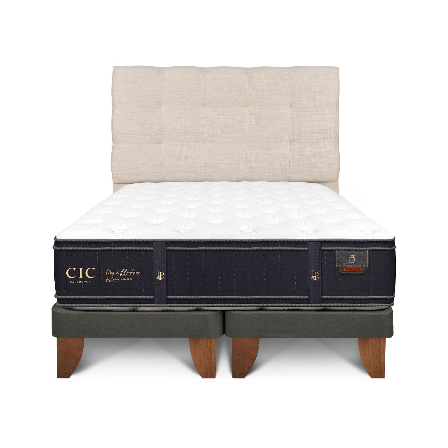 Cama Europea Cic Grand Premium / 2 Plazas / Base Dividida + Respaldo image number 0.0