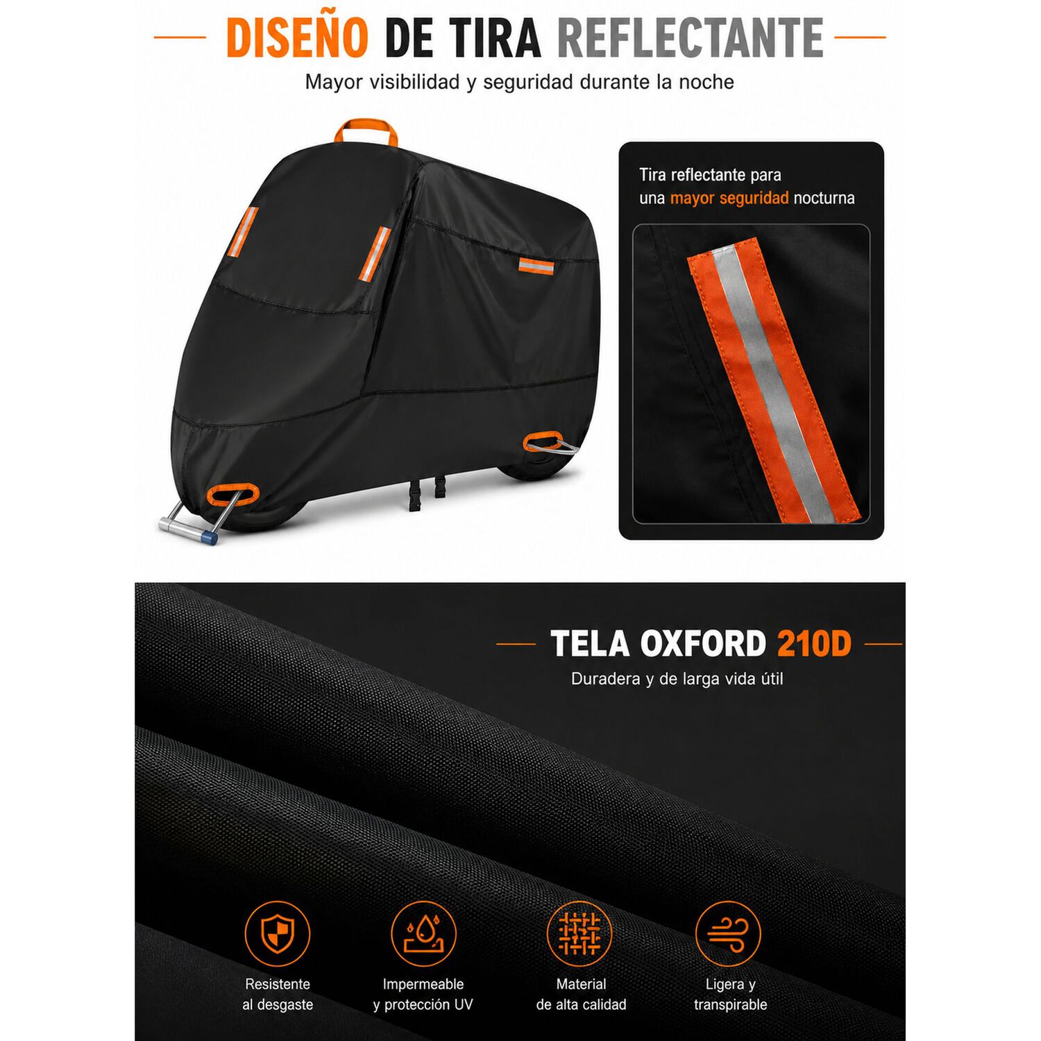 Funda Impermeable 100% Protector Cubre Motos Bicicletas Xxl image number 3.0