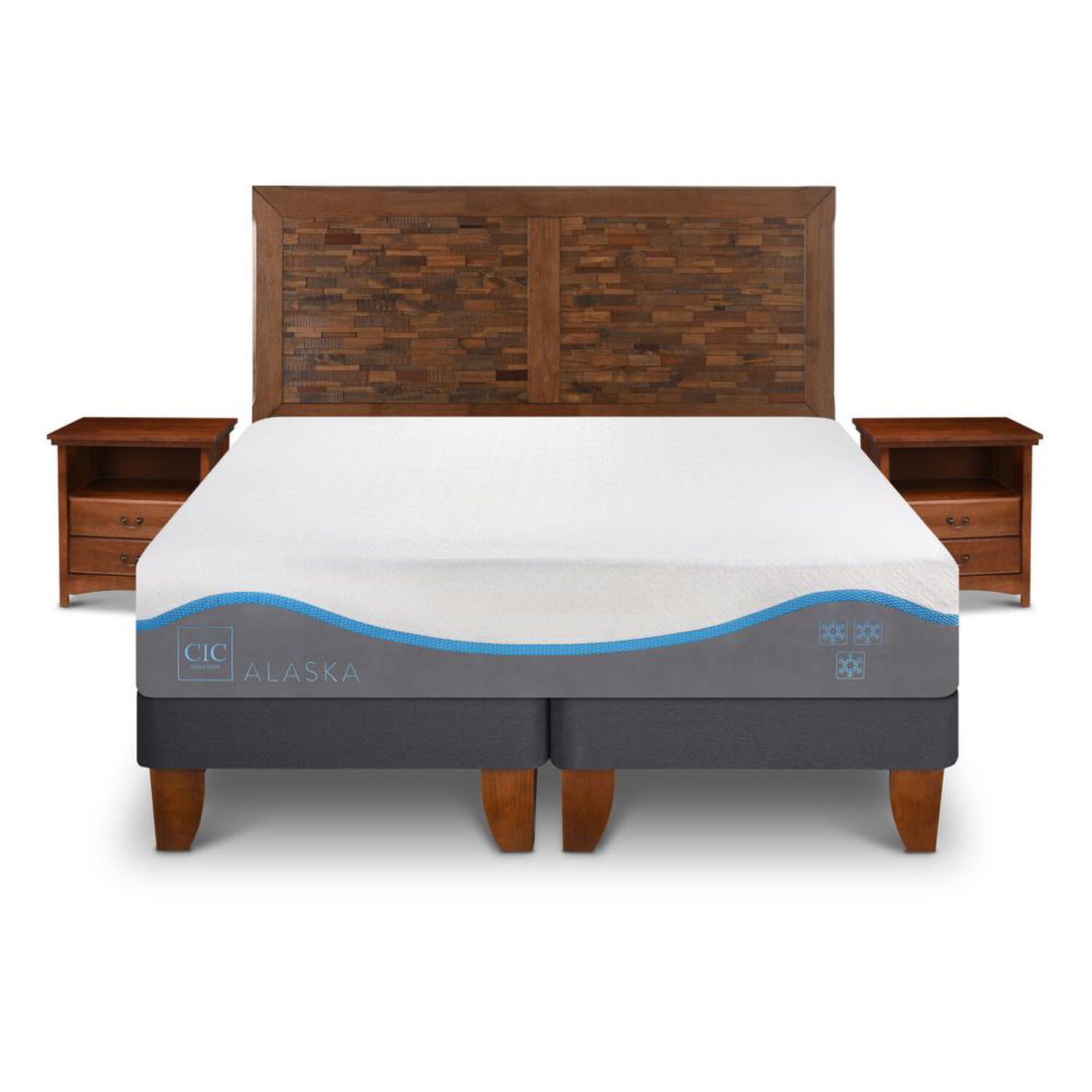 Cama Europea Cic Alaska / 2 Plazas / Base Dividida + Set De Maderas image number 0.0