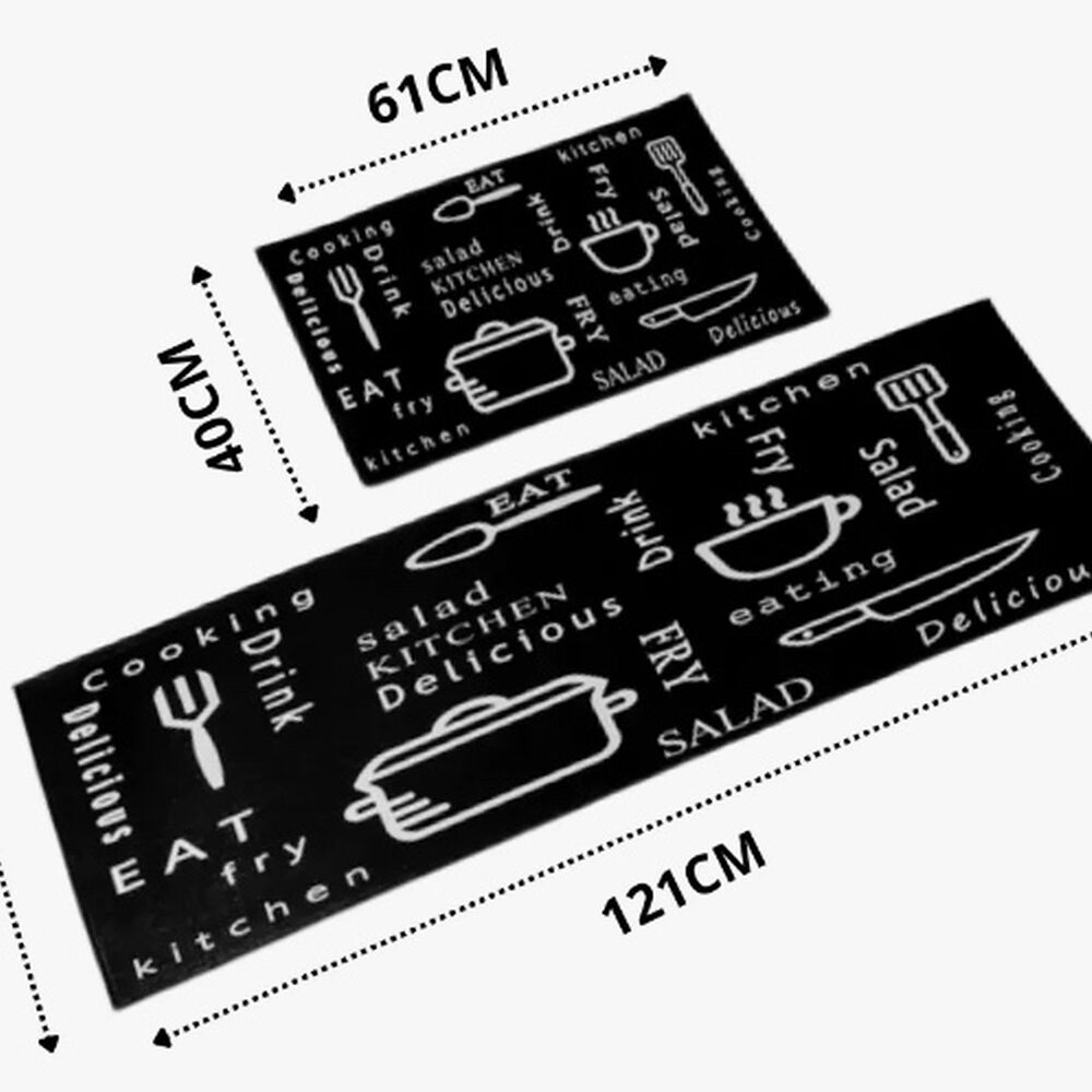 Alfombra Cocina Piso Entrada Antideslizante Negro image number 1.0