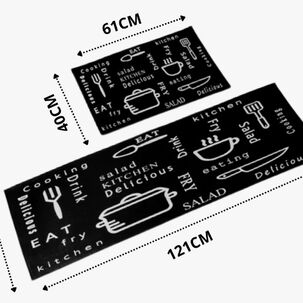 Alfombra Cocina Piso Entrada Antideslizante Negro
