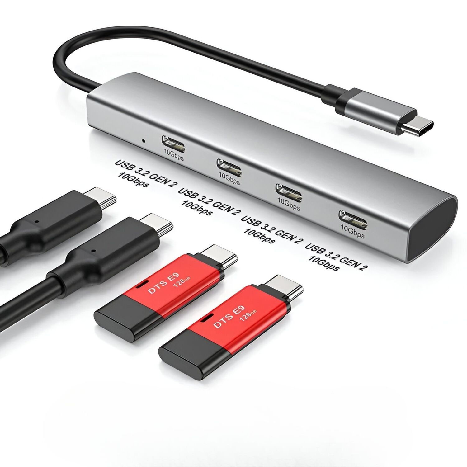 Hub Usb-c 3.2 Aluminium 4 Puertos C Tecmaster Tm-100554 image number 1.0