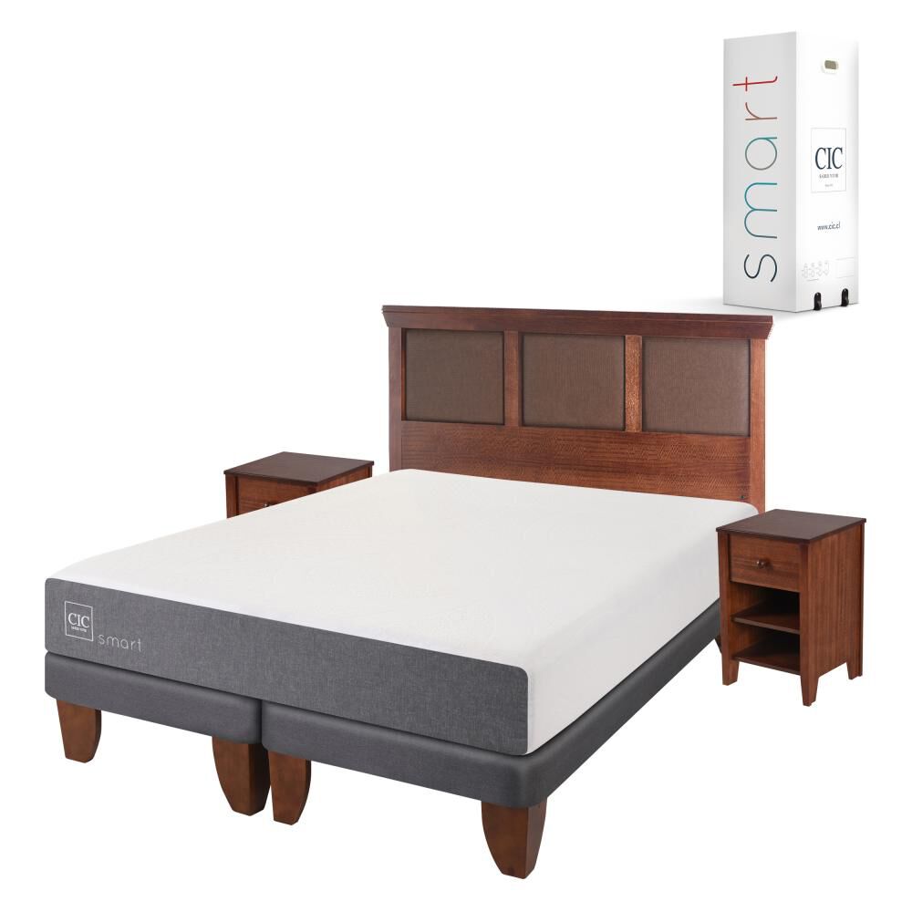 Cama Europea Cic Smart / 2 Plazas / Base Dividida + Set De Maderas image number 1.0