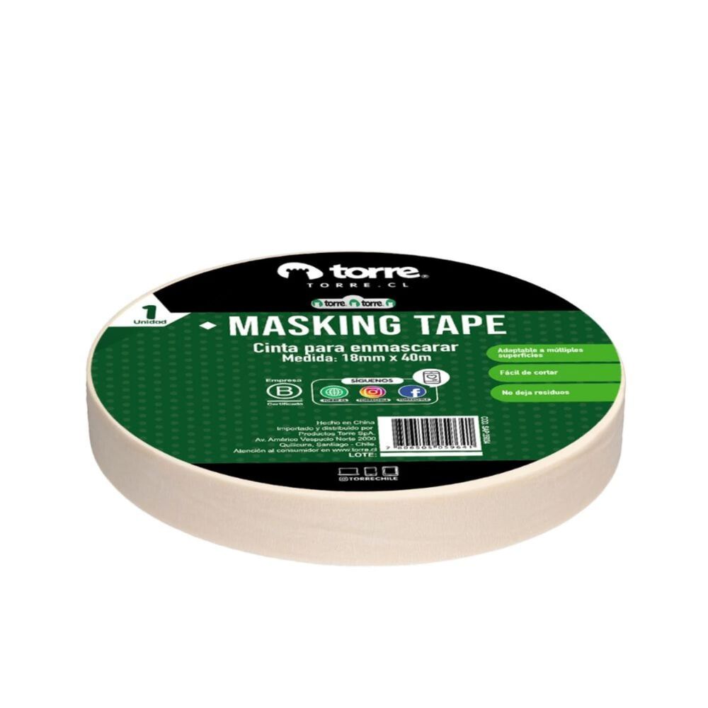 Pack X 4 Cinta Masking Tape Crema 18mm X 40m. Torre image number 1.0