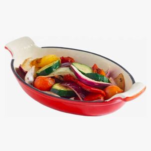 Plato De Hierro Enlozado 26 Cm Ovalado Rojo