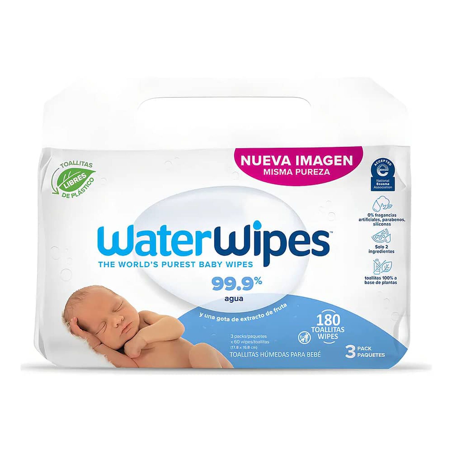 Toallitas H&uacute;medas Waterwipes Biodegradables 3x60 Uns image number 0.0