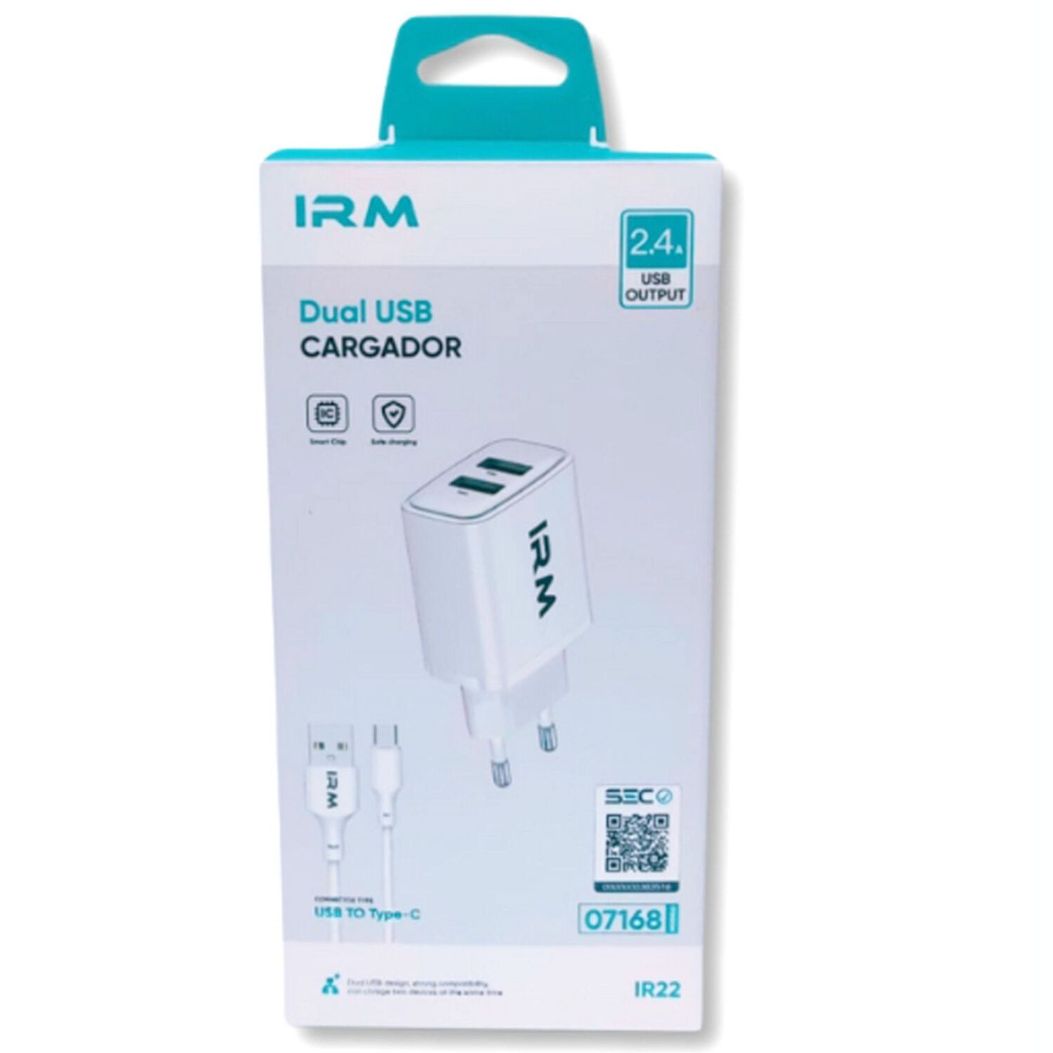 Cargador Dual 2.4 A Irm Con Cable Usb A Tipo C Blanco image number 0.0