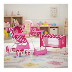 Juguete Para Mu&ntilde;eca Coche, Cuna Y Silla De Comer Minnie