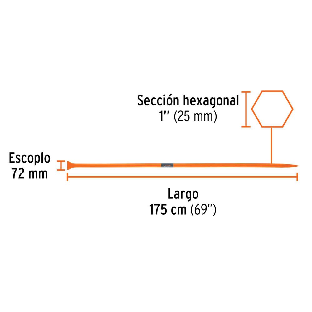 Chuzo Hexagonal 1" X 175cms Bap-175 - Truper image number 2.0