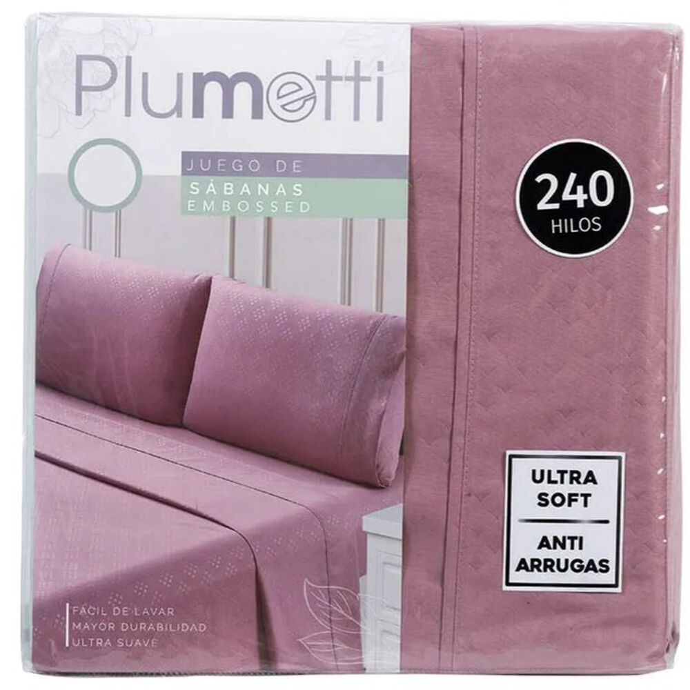 Sabanas Embossed 240 Hilos Super Soft Plumetti 1.5 Plazas. Rosado image number 3.0