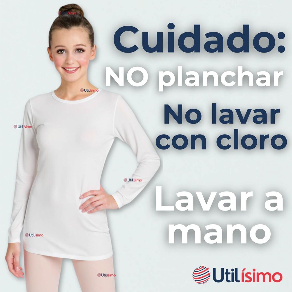 Camiseta De Panty Elástica Manga Larga Segunda Piel Niña Nylon Blanco image number 7.0