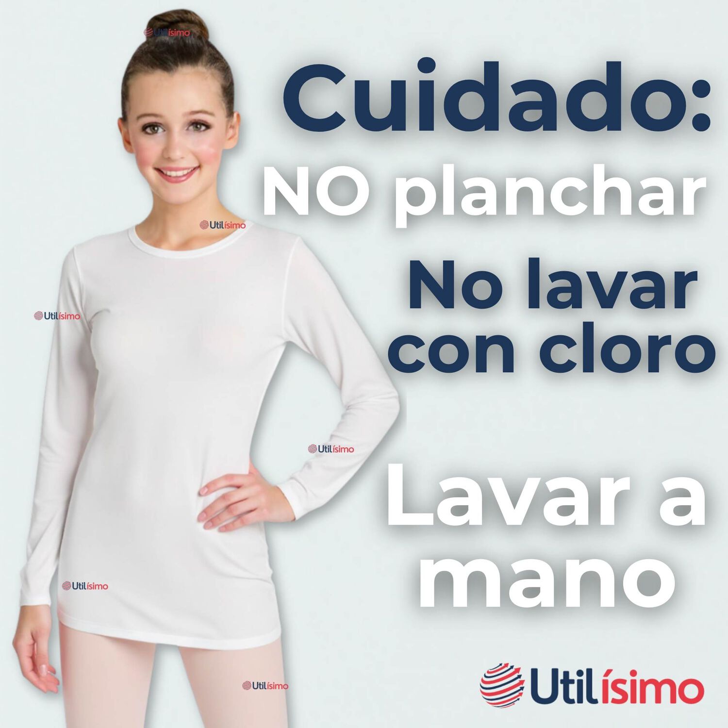 Camiseta De Panty El&aacute;stica Manga Larga Segunda Piel Ni&ntilde;a Nylon Blanco image number 7.0