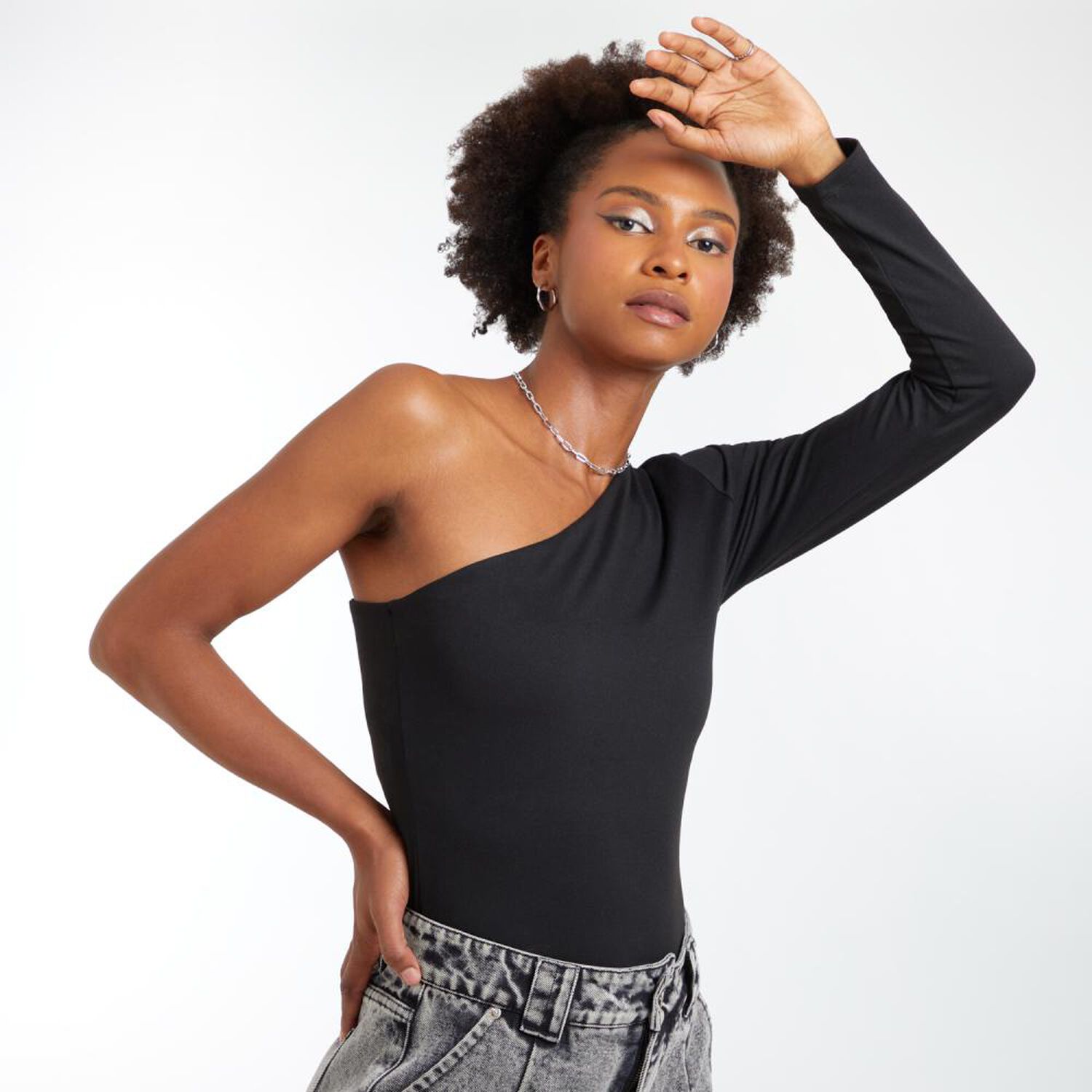 Polera Un Hombro Manga Larga Cuello Diagonal Mujer Rolly Go image number 2.0