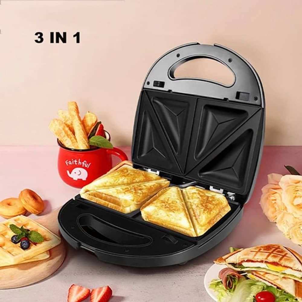 Sandwichera 3 En 1 Multiuso De Desayuno, Tostadas, Waffles image number 4.0