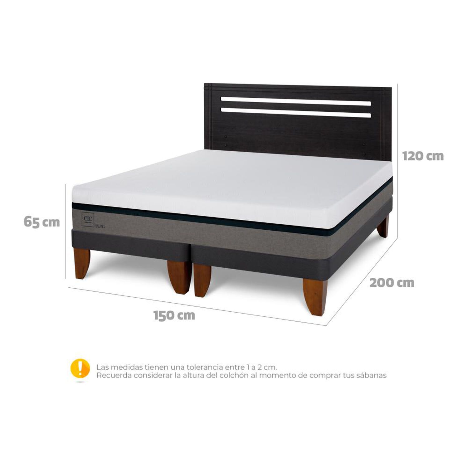 Cama Europea Cic Balance / 2 Plazas / Base Dividida + Respaldo image number 5.0