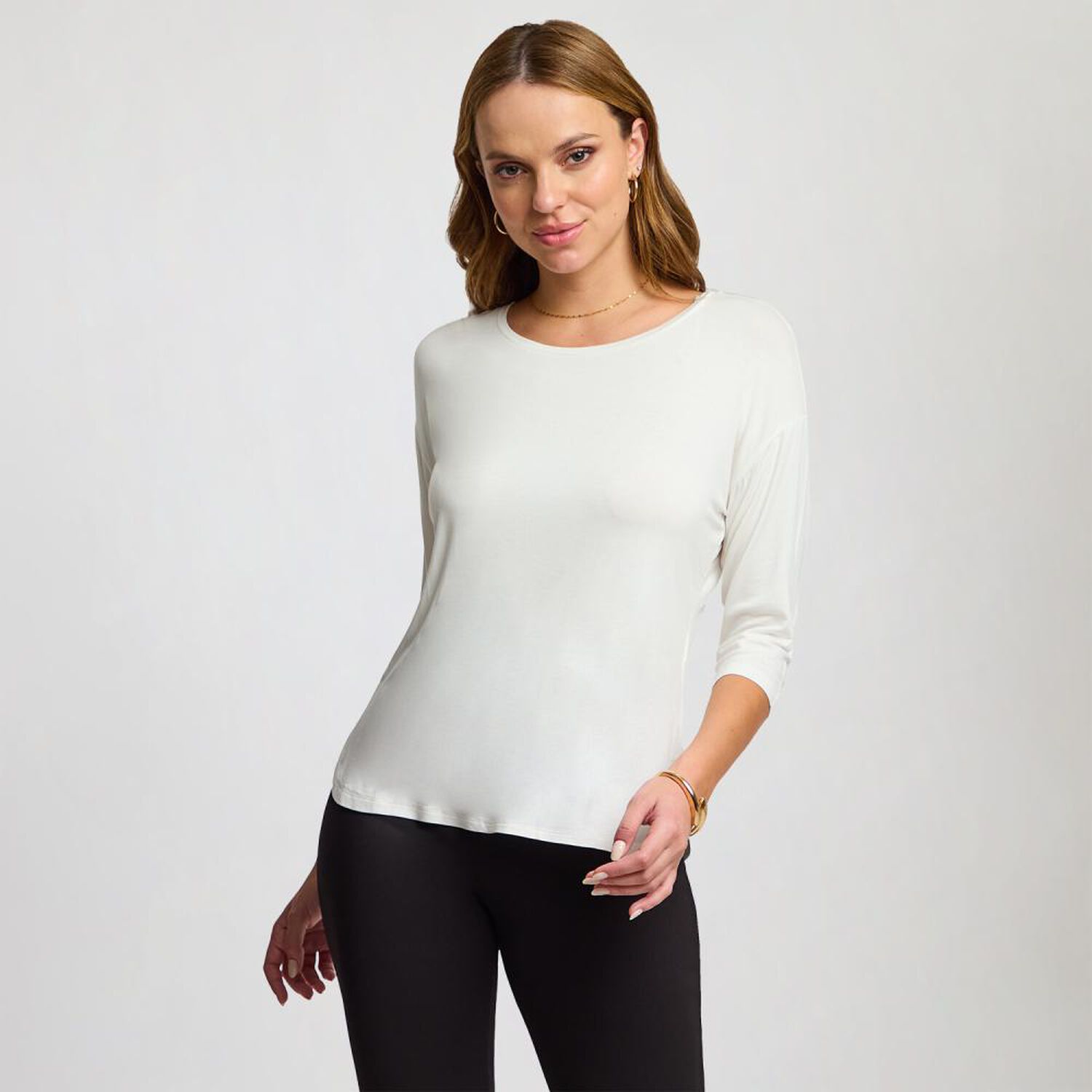 Polera B&aacute;sica Manga 3/4 Cuello Redondo Mujer Kimera image number 0.0